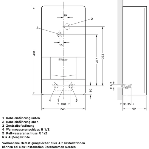 Vaillant VED E 21/8 BB VED E 21/8 BB Durchlauferhitzer A (A+ - F) 21kW Vaillant VED E 21/8 BB VED E 21/8 BB Durchlauferhitzer A (A+ - F) 21kW