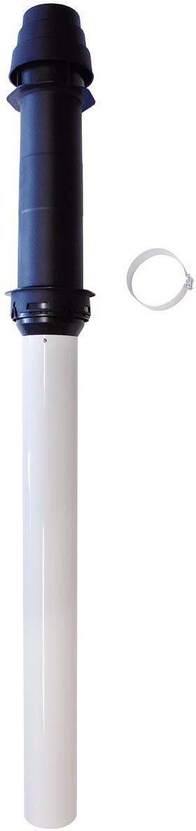 Rohr mit einem schwarzen Verschluss oben und weißem Rohr unten, daneben ein weißer Ring.