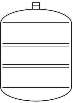 Diagramm eines zylindrischen Tanks mit drei horizontalen Linien, die den Füllstand anzeigen.