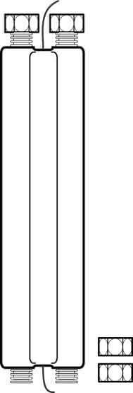 Schematische Darstellung eines Rohrbündelwärmetauschers mit vier Ein- und Auslässen, die Rohrbündel und Mantel umgeben.