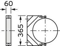 Technische Zeichnung eines zylindrischen Objekts mit Abmessungen: Höhe 365 mm, Breite 60 mm. Darstellung zeigt Vorder- und Seitenansicht.