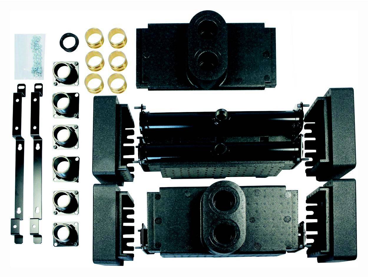 Kabelschutzset bestehend aus Gehäuseteilen, Dichtungen und Montagematerial. Geeignet für Telekommunikationsanwendungen.