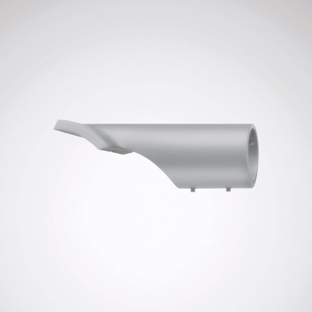 Das Bild zeigt ein modernes, minimalistisches, silbergraues Designobjekt mit einem rechteckigen Querschnitt und abgerundeten Kanten.