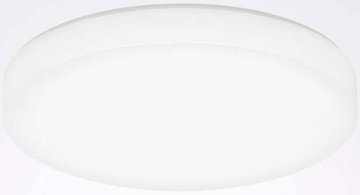 Moderne weiße Deckenlampe mit rundem, flachem Design, passend für Wohn- und Arbeitsräume.