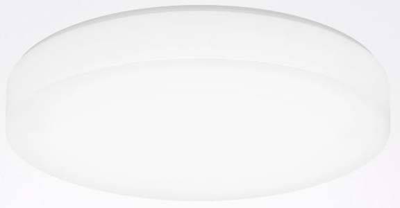 Weiße, runde LED-Deckenleuchte in minimalistischem Design vor hellem Hintergrund. Ideal für moderne Innenräume.