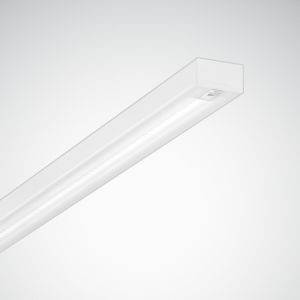 Eine schlichte weiße LED-Balkenleuchte an der Decke, geeignet für moderne Innenräume.