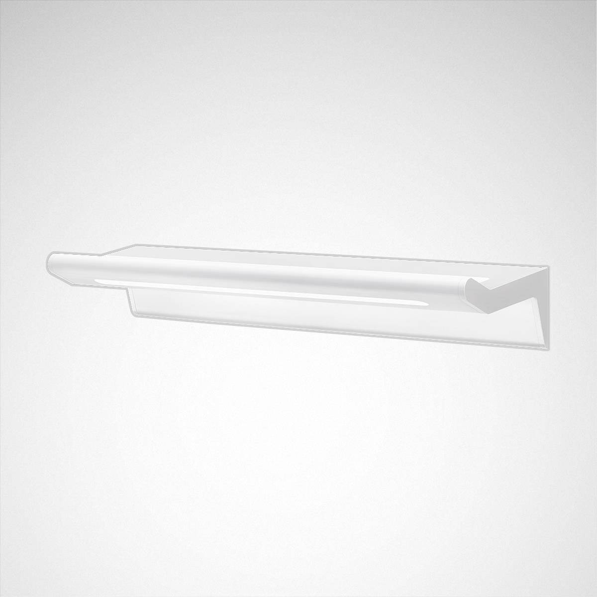 Ein schlichtes weißes Wandregal mit rechteckiger Form und glatter Oberfläche, vor einem neutralen Hintergrund.