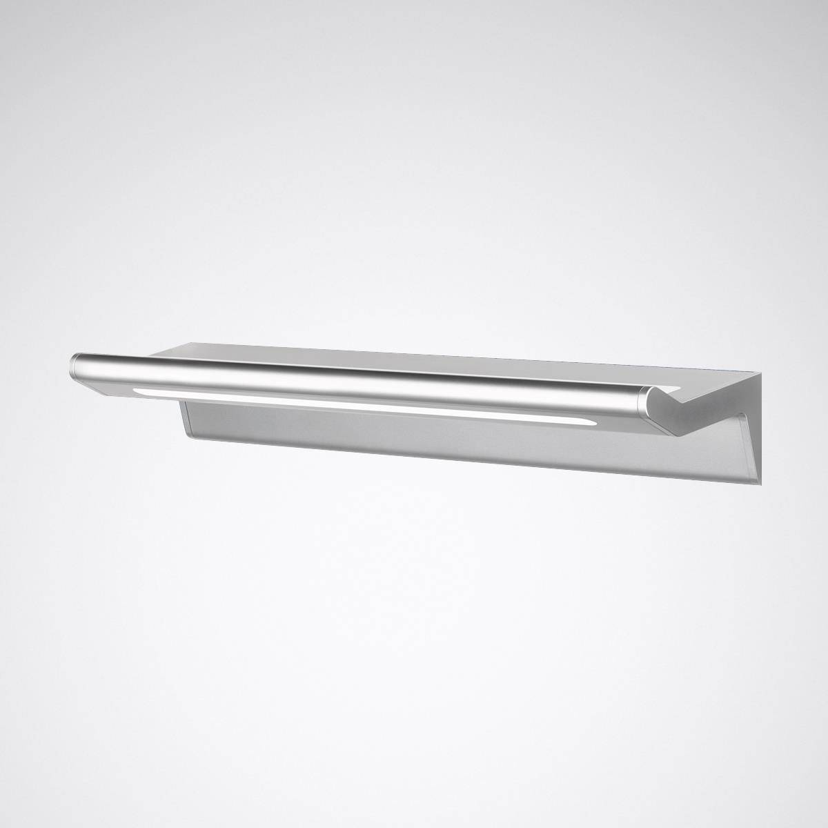 Einzelne silberne Kleiderstange an einer weißen Wand.