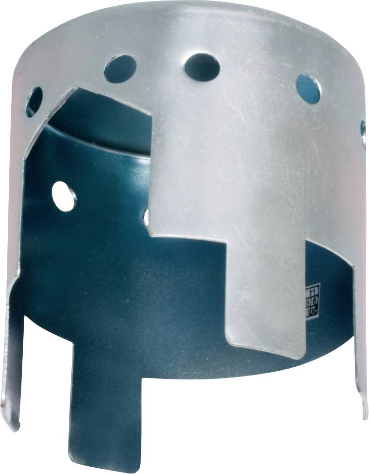 Metalllochkrone mit mehreren runden Öffnungen, verwendet für das Bohren großer Löcher in Holz oder andere Materialien.