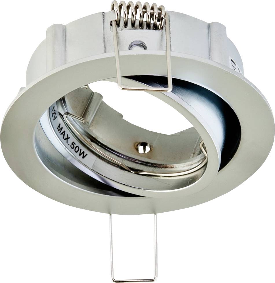 Technische Zeichnung eines runden Lüftungsgitters. Oben: Draufsicht mit Abmessungen. Unten: Seitenansicht mit Querschnitt.