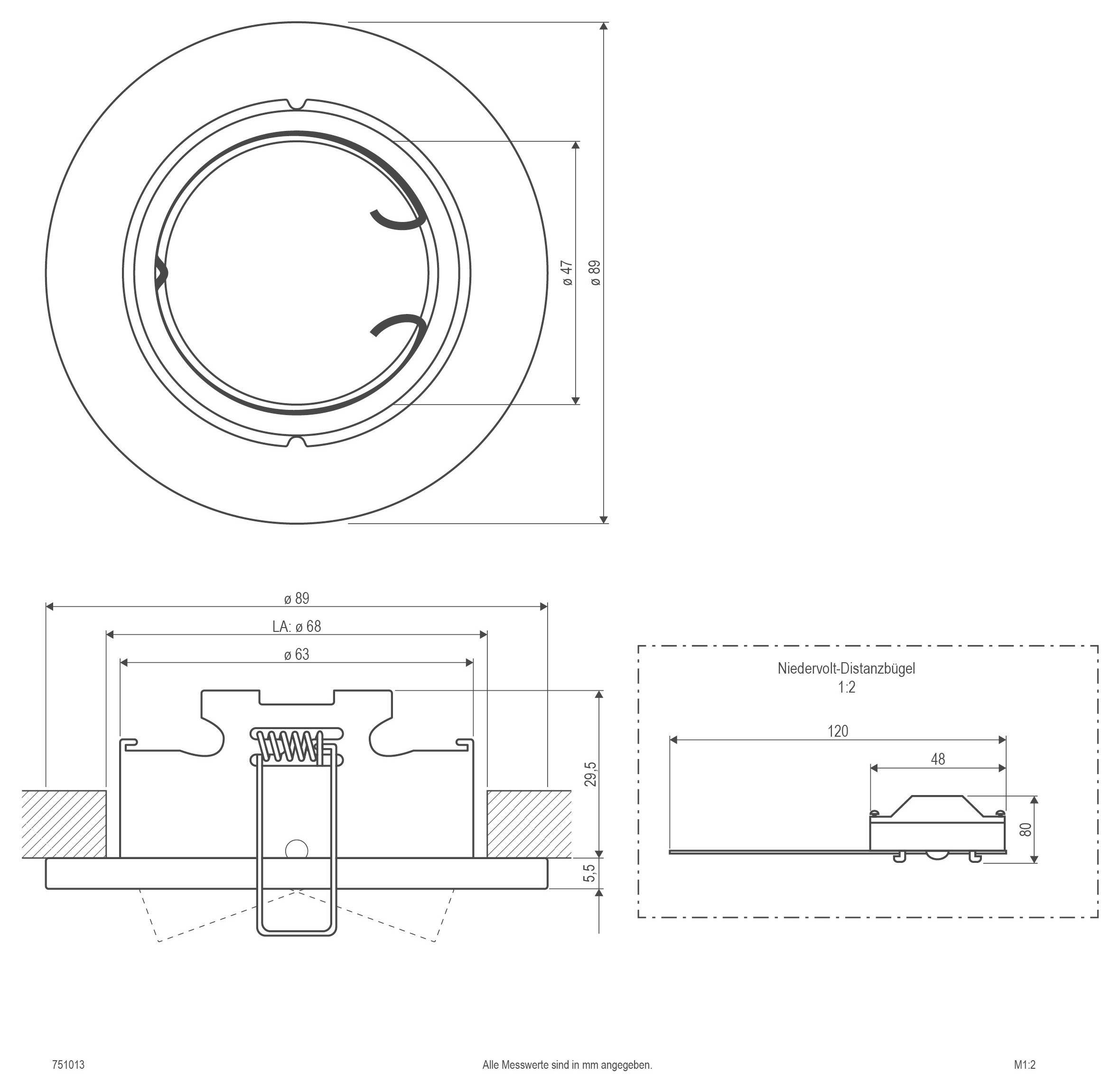 EVN 751013 751013 Einbauring Halogen ohne 50W Chrom