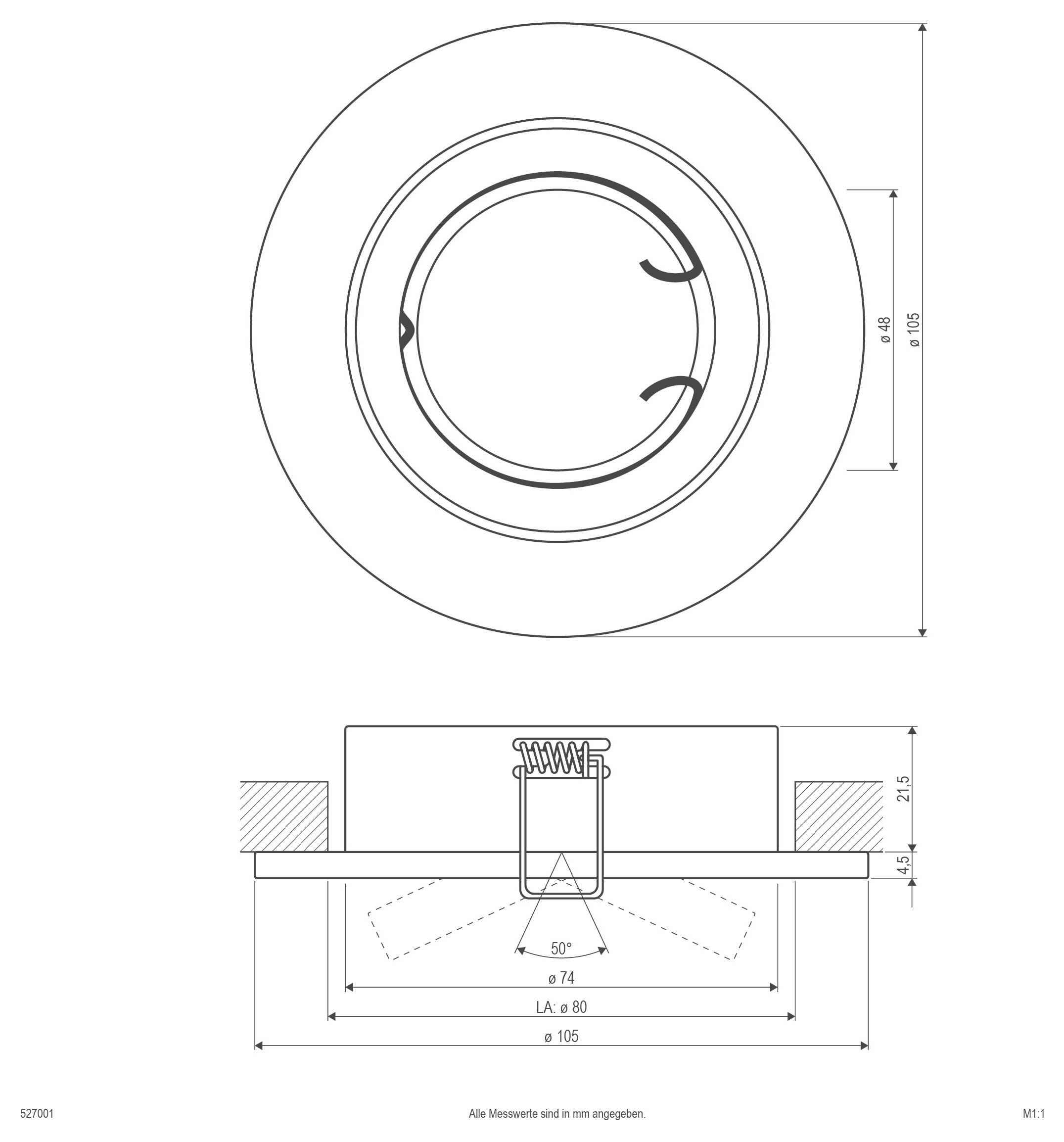 EVN 527001 527001 Einbauring GU10 50W Weiß