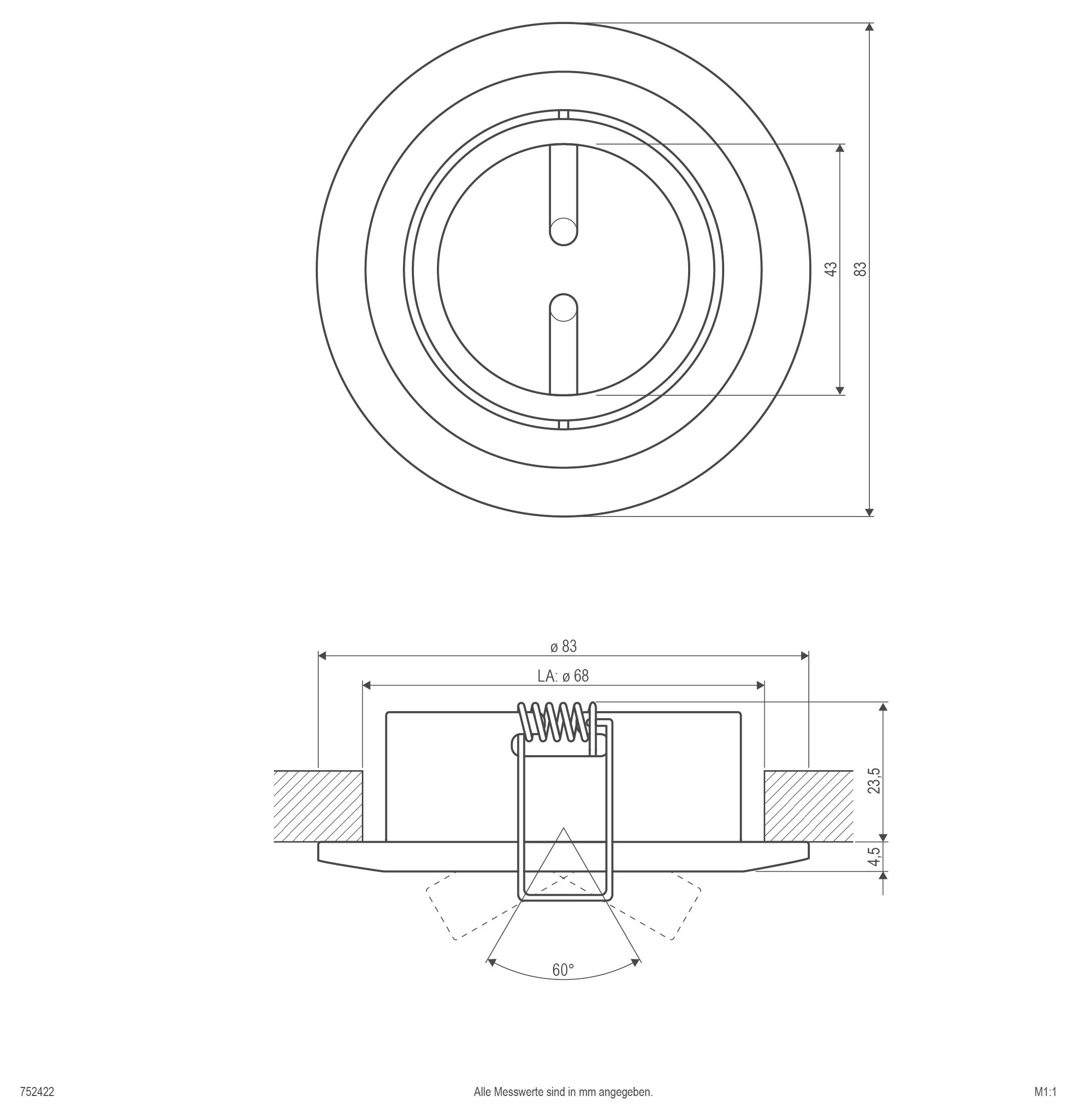 EVN 752422 752422 Einbauring Halogen ohne 50W Messing