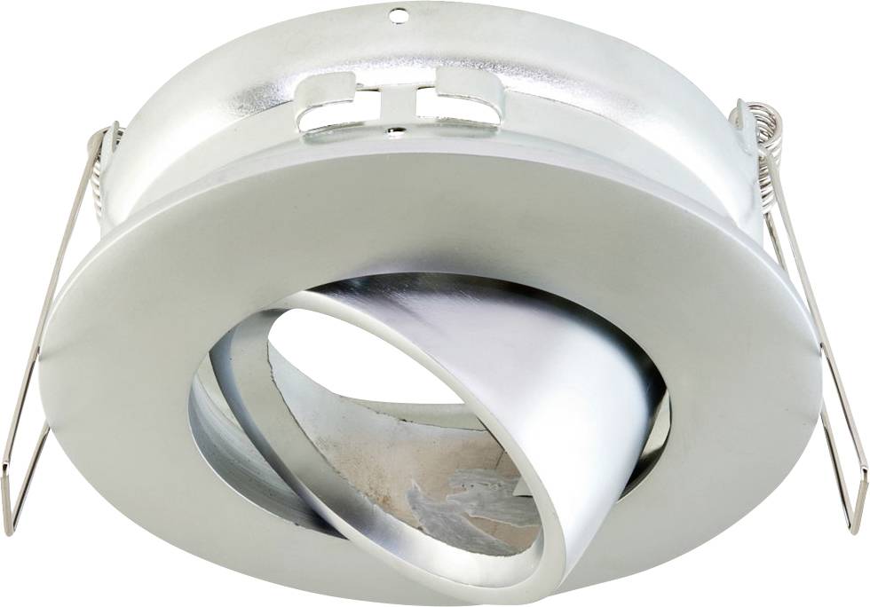 Deckenstrahler-Skizze: Runde Leuchte mit 92 mm Einbauöffnung. Profilansicht zeigt Einbau in Deckenausschnitt. Maße sind angegeben.