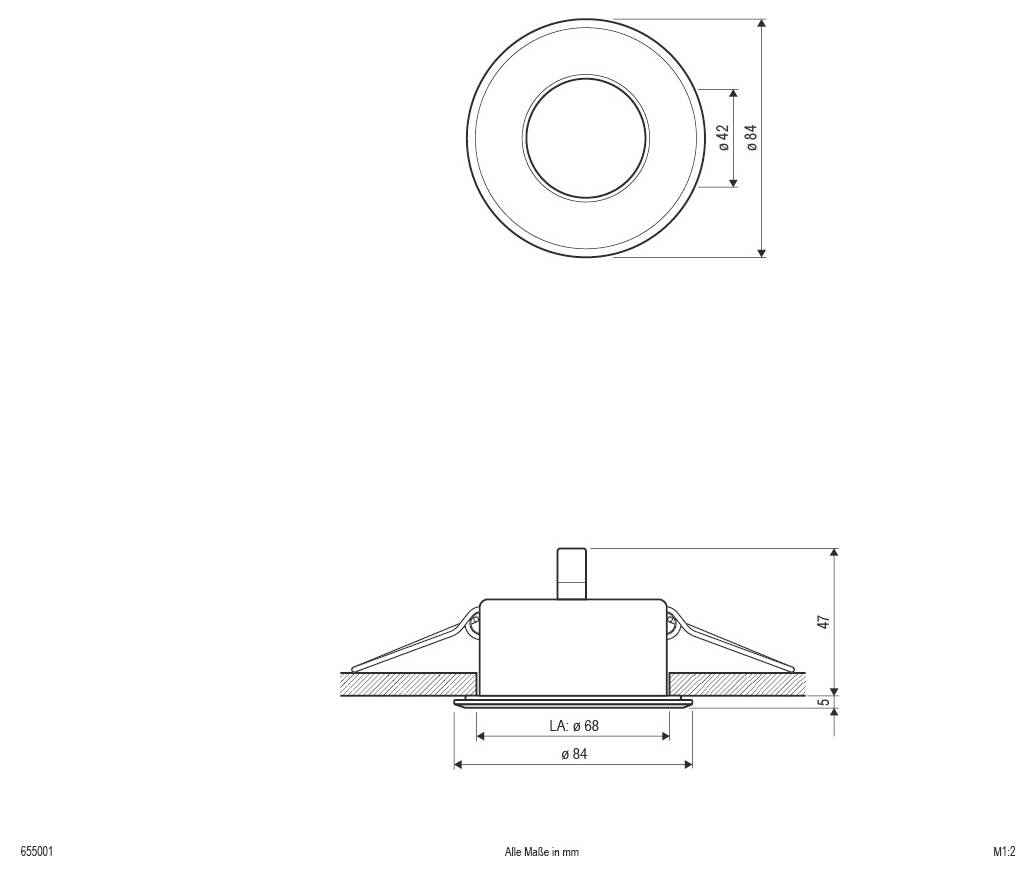 EVN 655001 655001 Einbauring Halogen ohne 50W Weiß