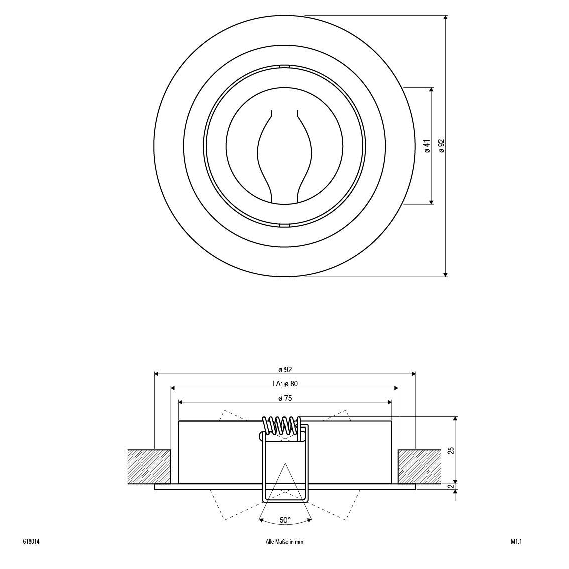 EVN 618014 618014 Einbauring ohne 50W Aluminium