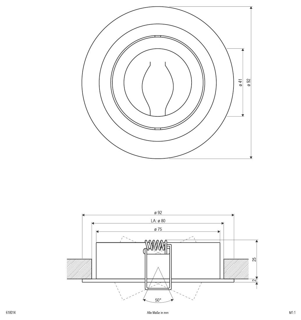 EVN 618014 618014 Einbauring ohne 50W Aluminium