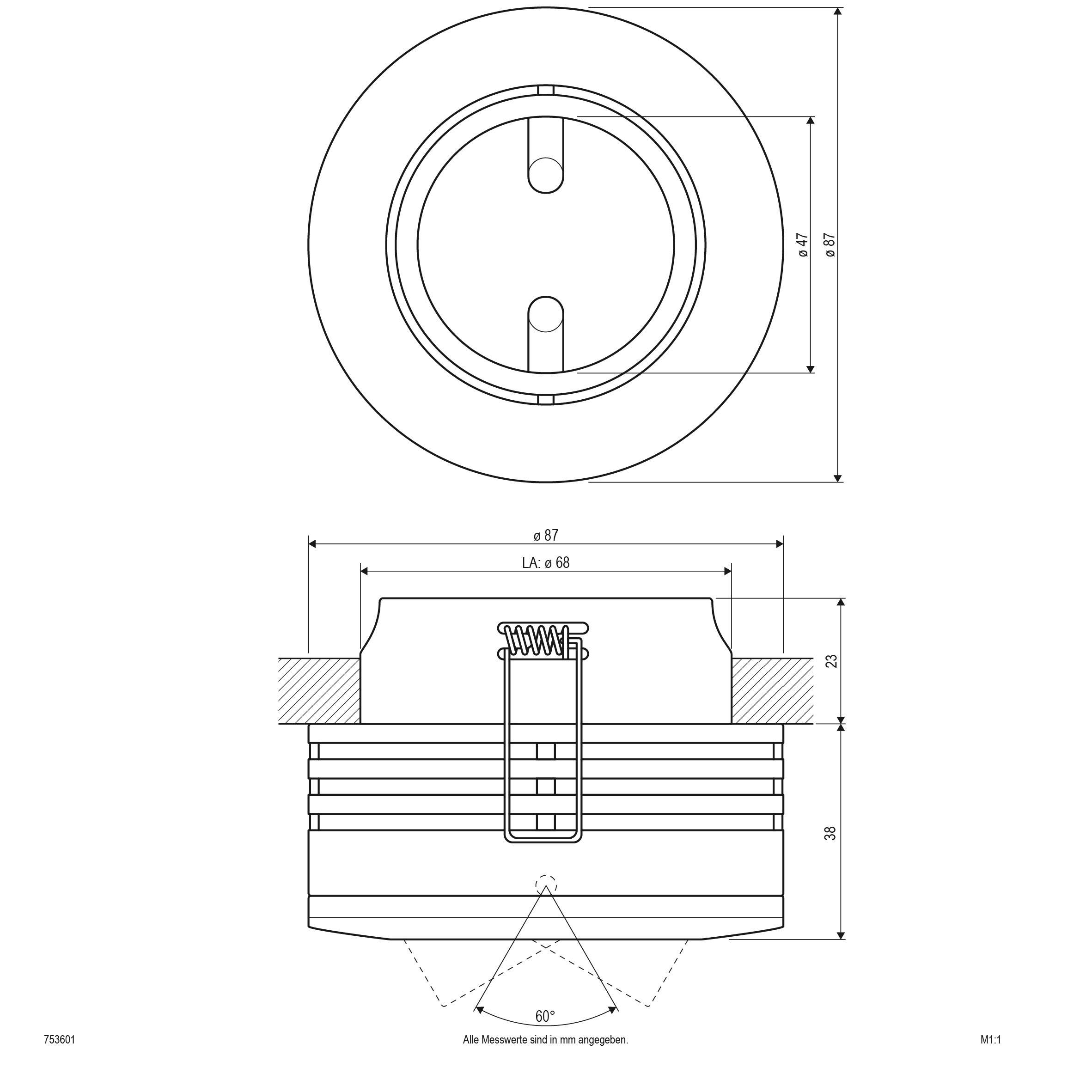 Technische Zeichnung eines zylindrischen Bauteils mit Maßen; Ober- und Seitenansicht. Wichtige Maße: Durchmesser 87 mm, Höhe 70 mm.