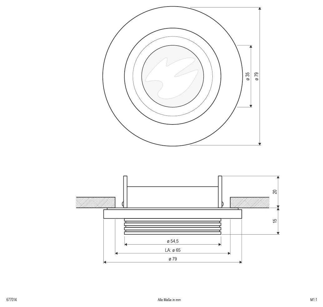 EVN 677014 677014 Einbauring GX5.3 50W Aluminium