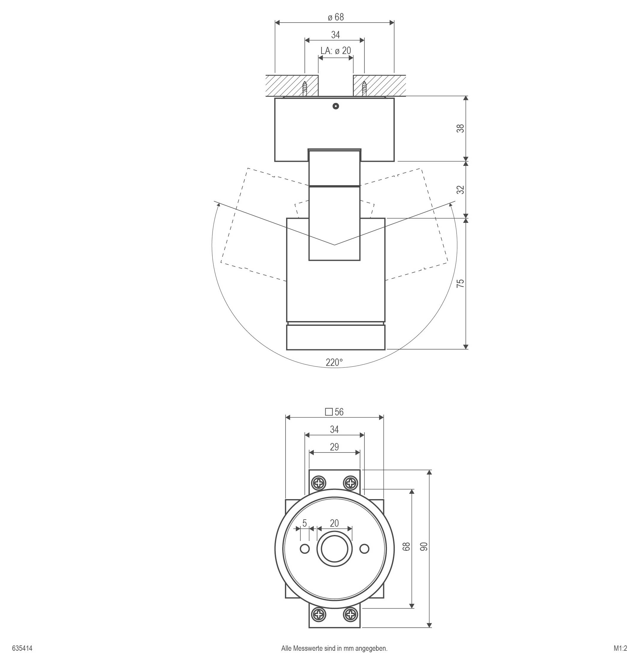 EVN 635414 635414 Aufbauleuchte GU10 Aluminium