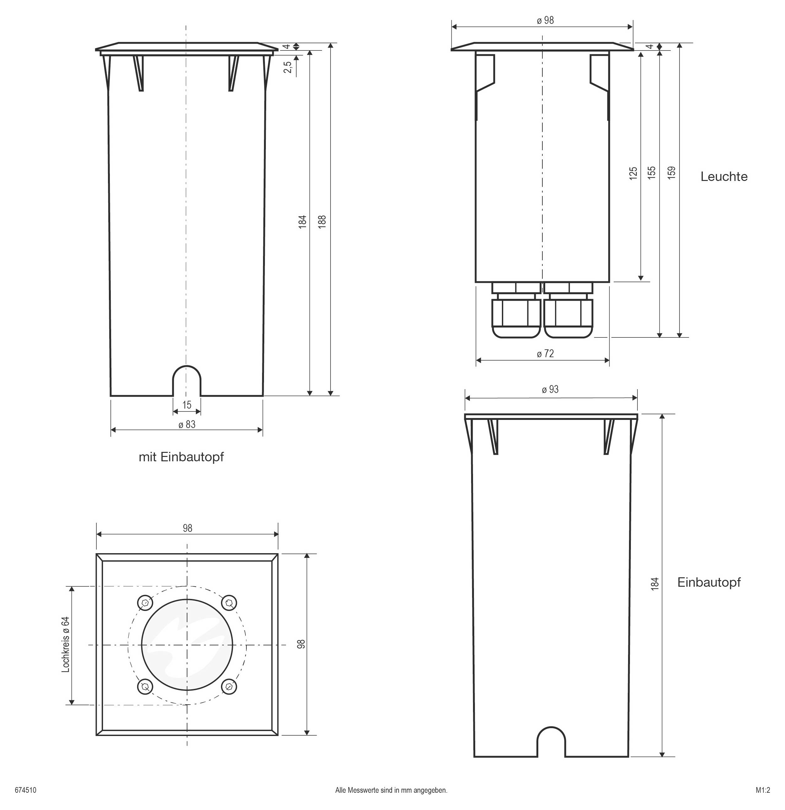 EVN 674510 674510 Einbauring GX5.3 35W Edelstahl