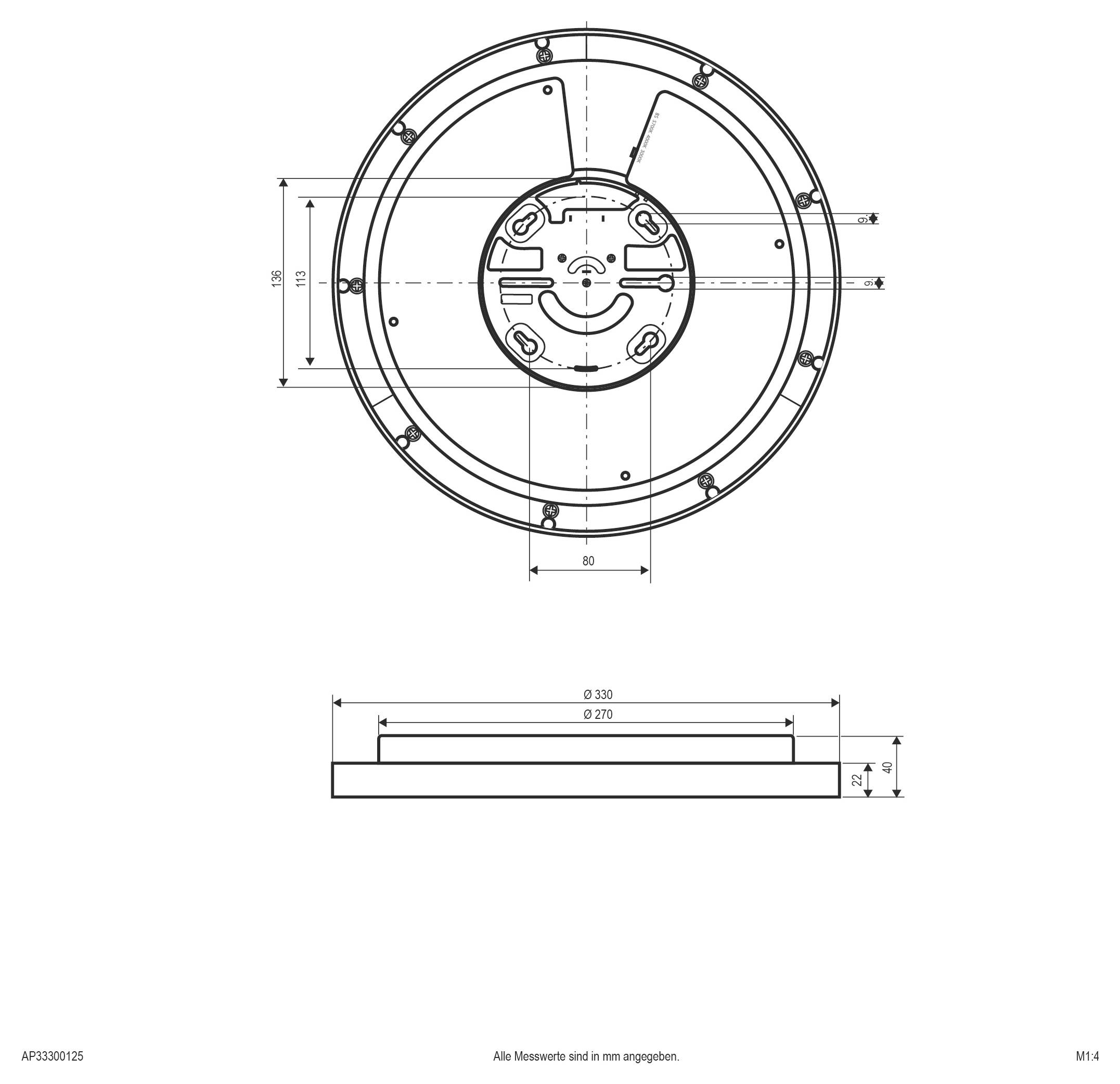 EVN AP33300125 AP33300125 LED-Deckenleuchte LED Weiß