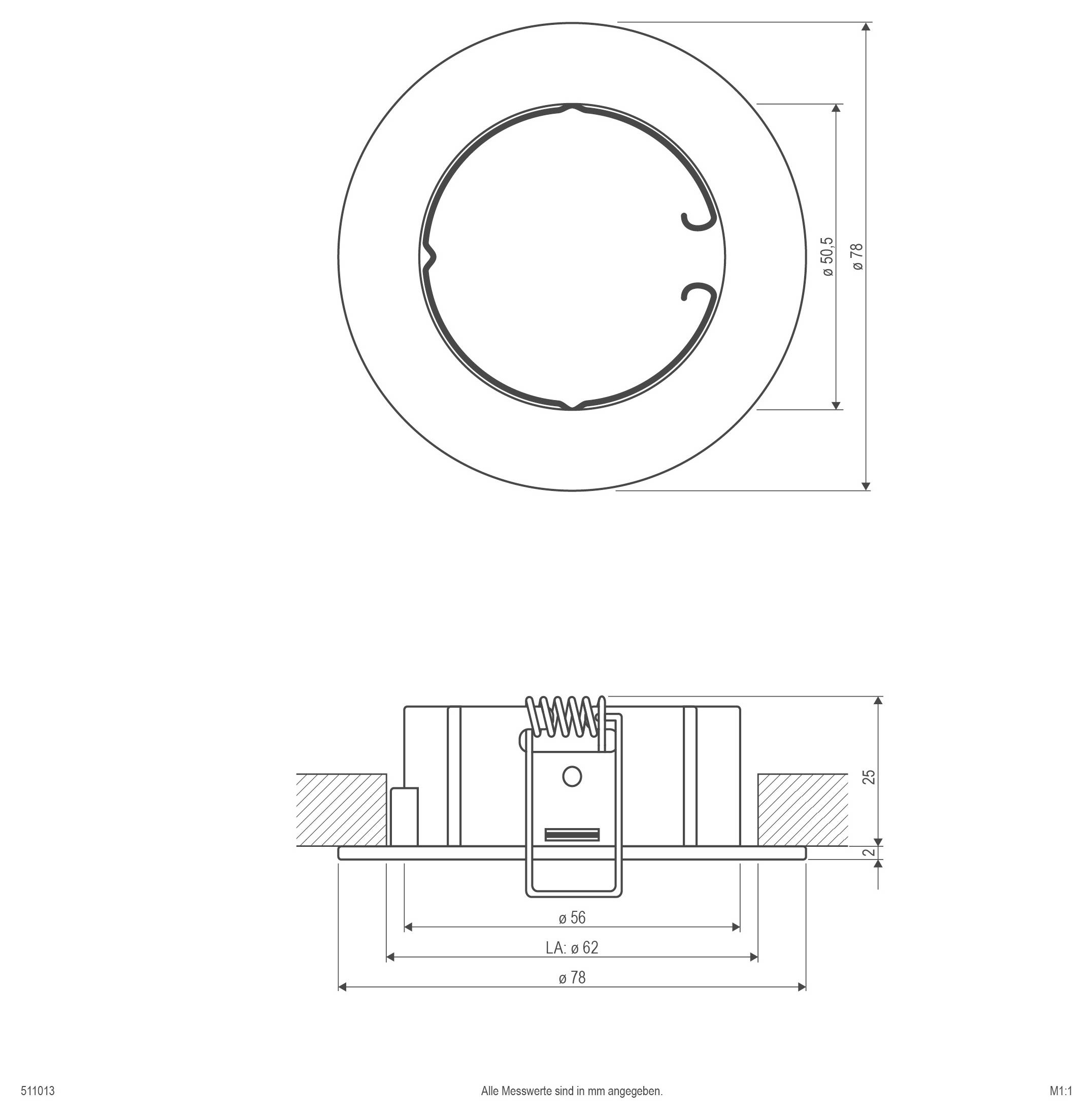 EVN 511013 511013 Einbauring Halogen ohne 50W Chrom