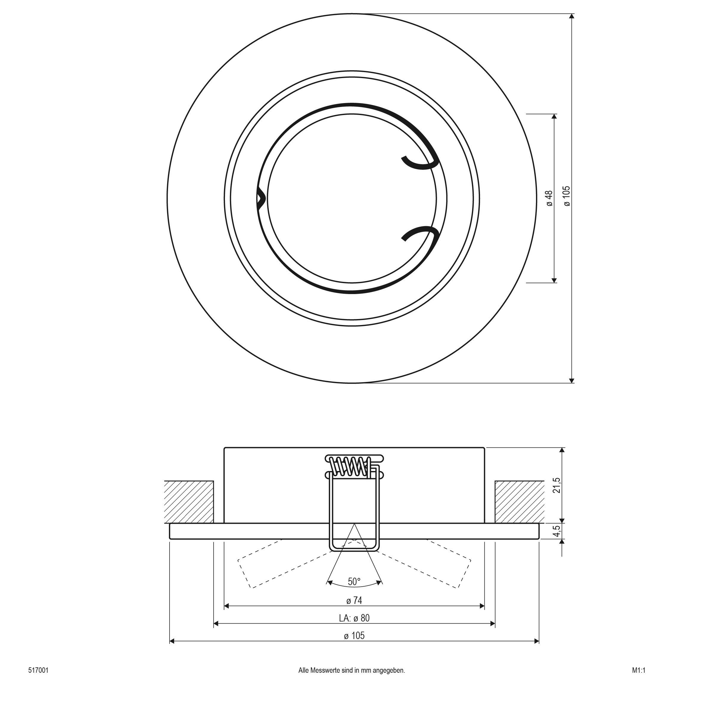 EVN 517001 517001 Einbauring Halogen ohne 50W Weiß