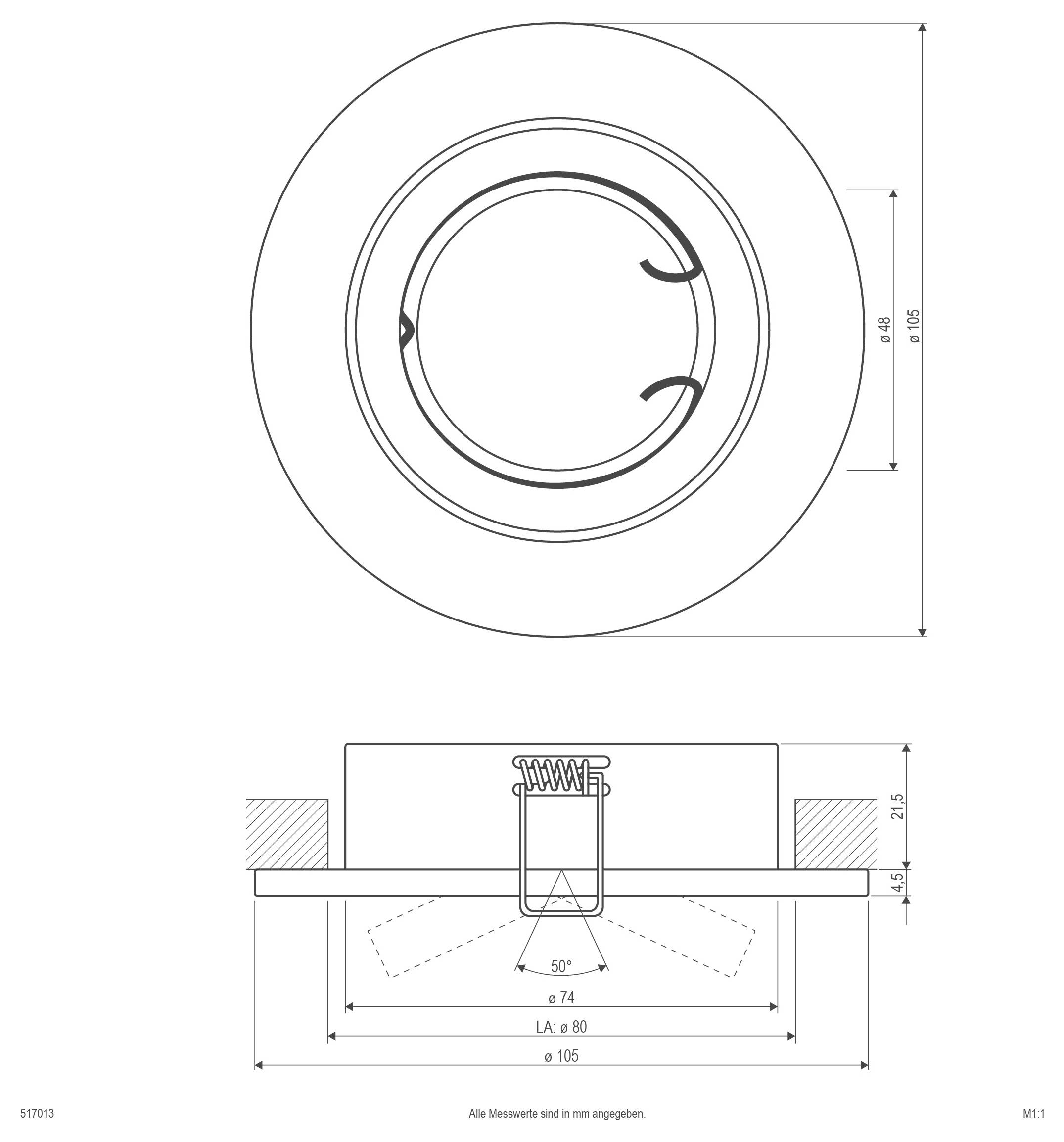 EVN 517013 517013 Einbauring Halogen ohne 50W Chrom