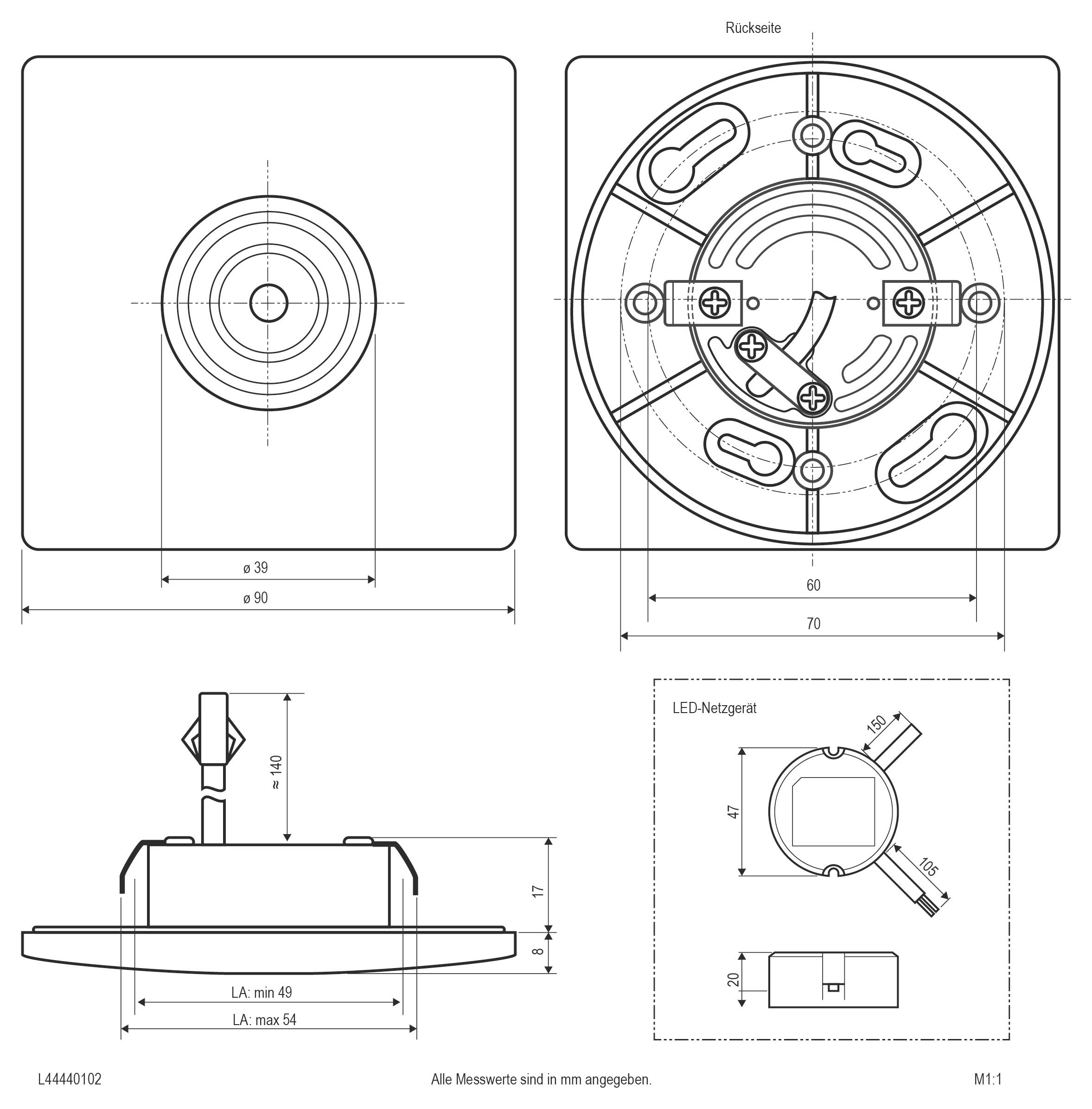EVN L44440102 L44440102 LED-Einbauleuchte LED 5W Weiß