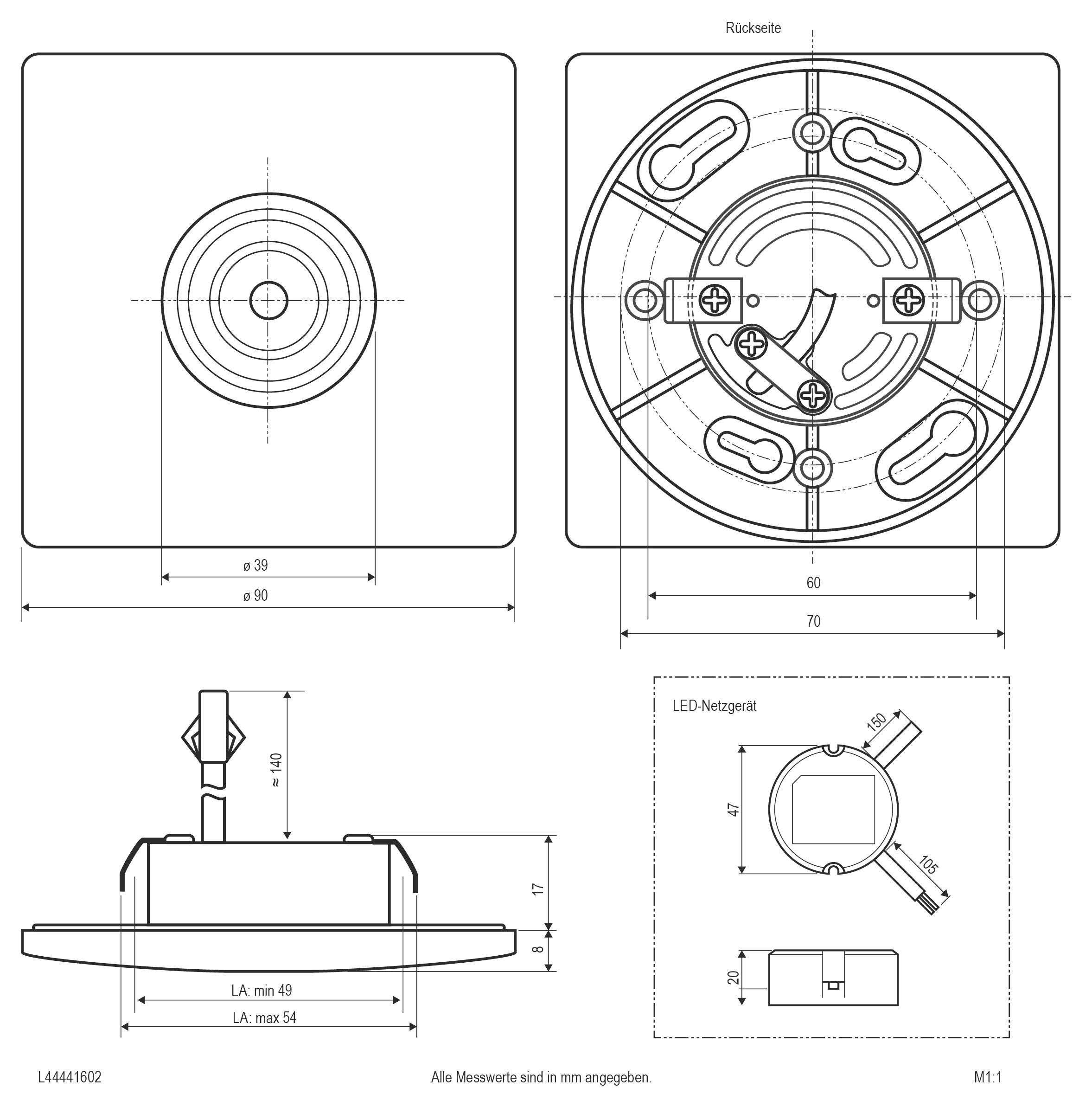 EVN L44441602 L44441602 LED-Einbauleuchte LED 5W Anthrazit