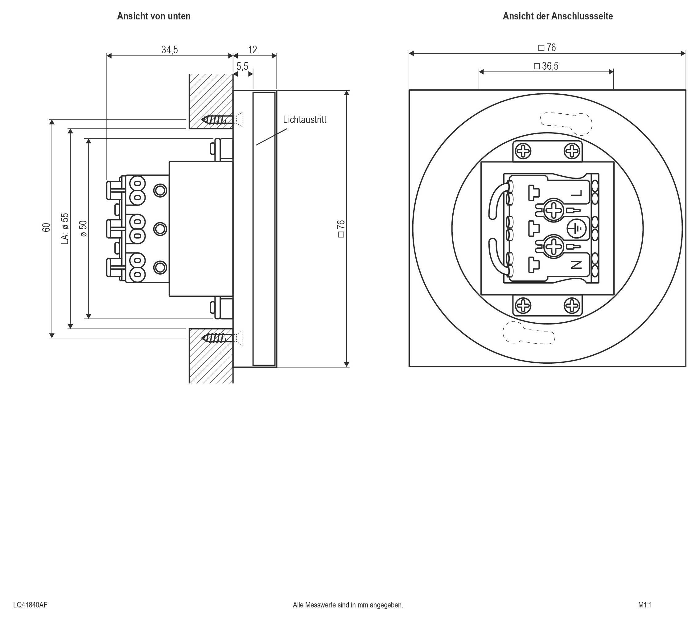 EVN LQ41840AF LQ41840AF LED-Einbauleuchte LED 2W Anthrazit