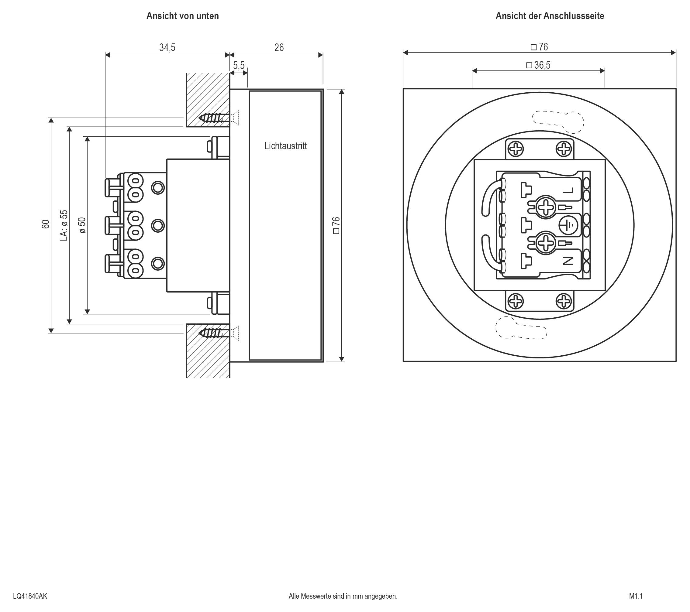 EVN LQ41840AK LQ41840AK LED-Wandeinbauleuchte LED Anthrazit