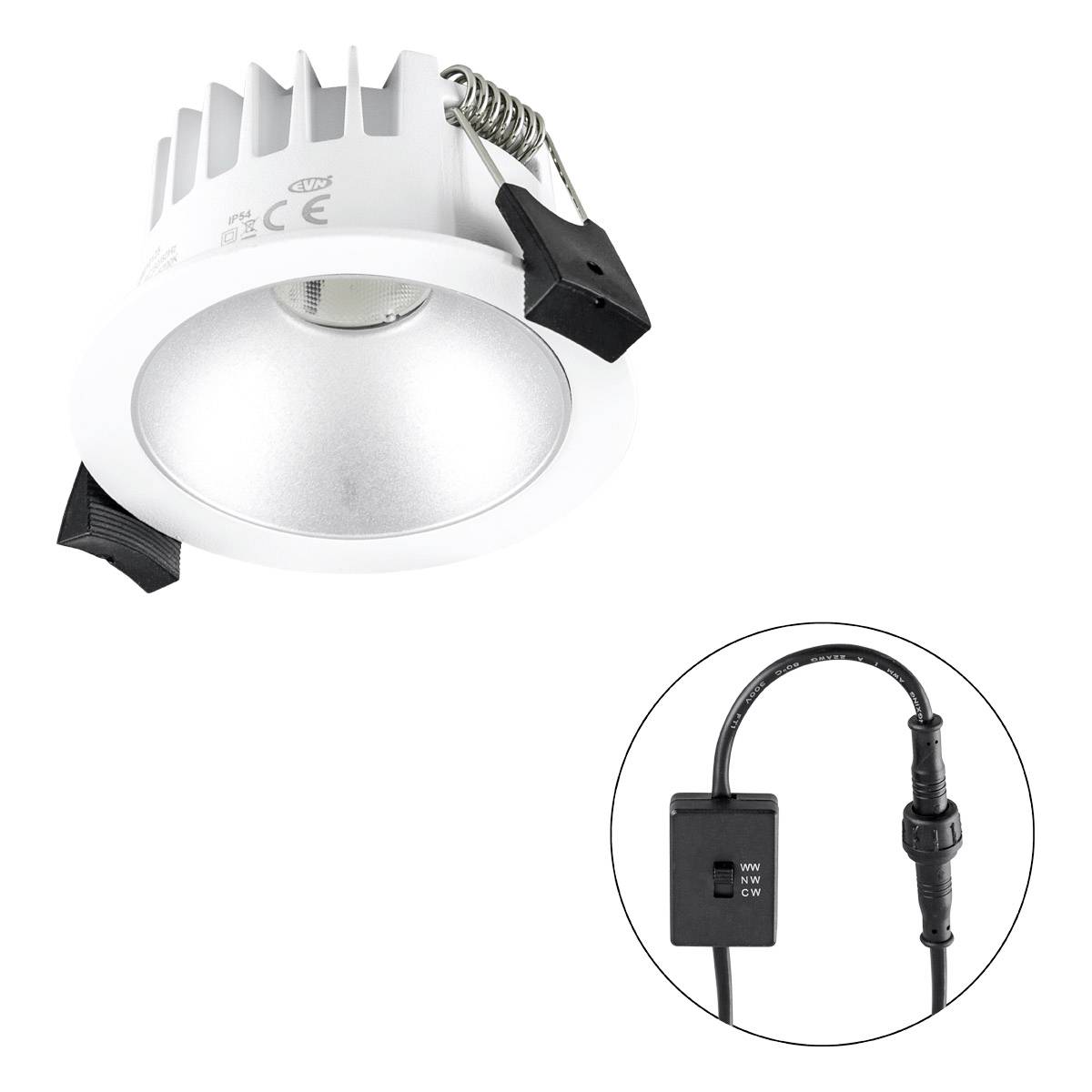 Technische Zeichnung eines runden Einbaustrahlers mit Bemaßungen in Millimetern. Maße: 80 mm Durchmesser, 51 mm Höhe.