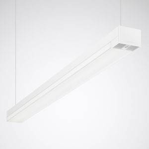 Ein modernes, hängendes LED-Lichtsystem in minimalistischem Design mit rechteckiger Form. Perfekt für Büro- oder Wohnräume.
