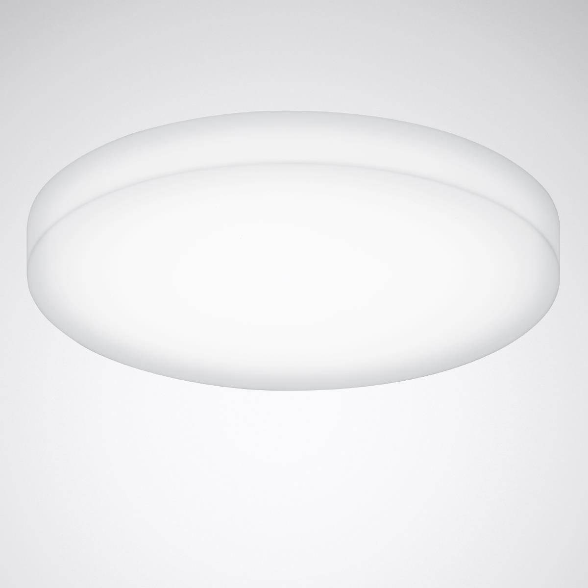 Runde Deckenleuchte mit schlichtem, modernem Design, strahlt gleichmäßiges, weiches Licht aus. Ideal für Wohnräume.