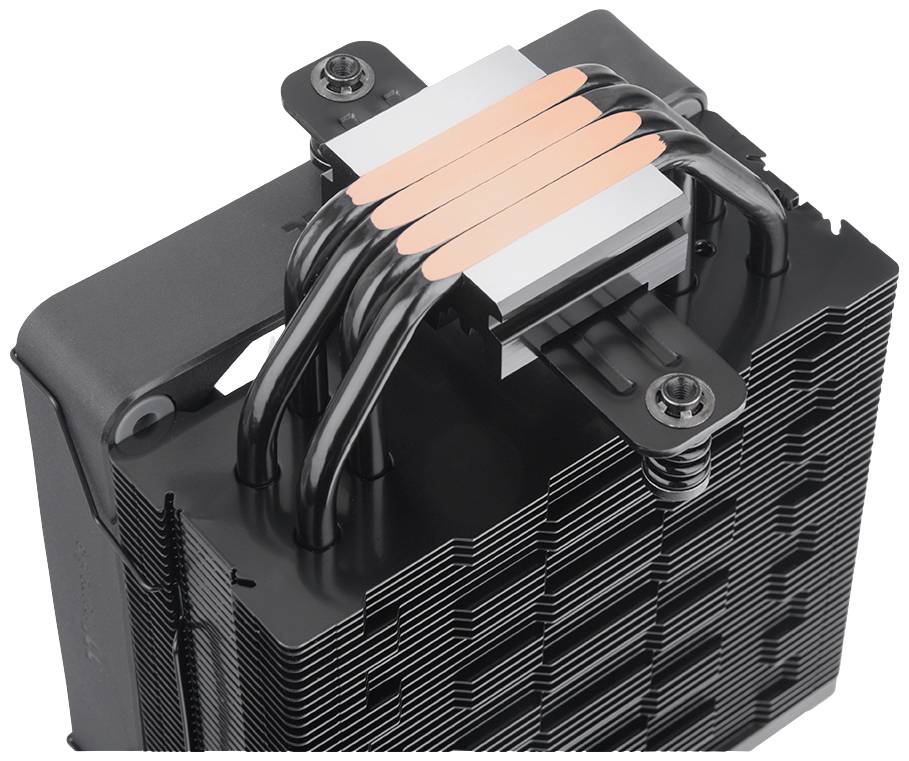 CPU-Kühler mit mehreren Heatpipes und Lüfterkühlkörper, designed zur Wärmeableitung in Computern.