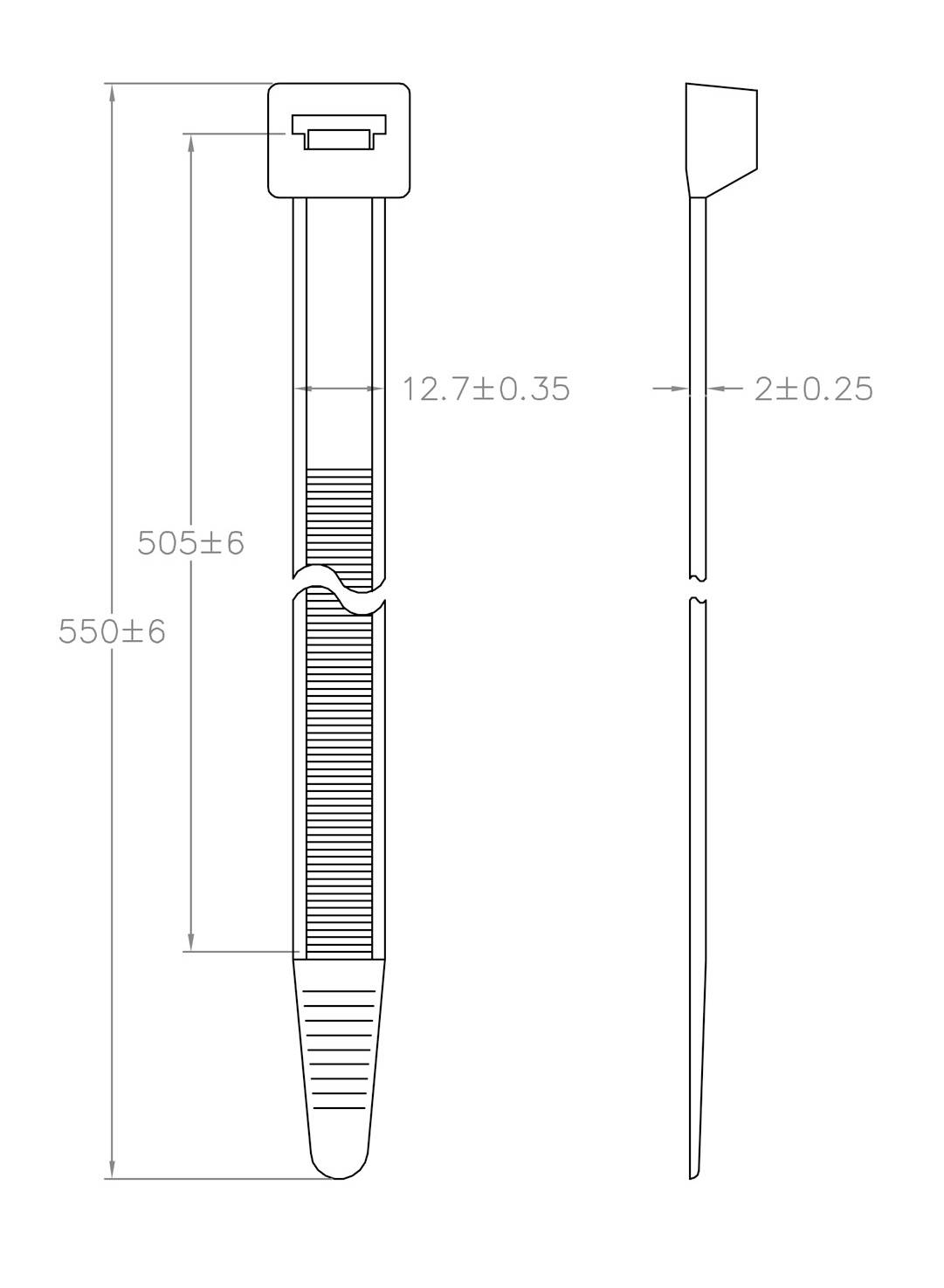 TRU COMPONENTS TC-12626016 Kabelbinder 550mm 12.7mm Naturweiß HVAC 100St.