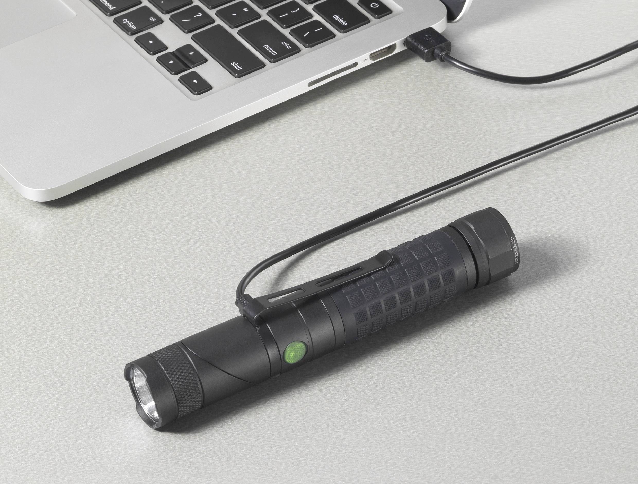 TOOLCRAFT LED Handlampe mit Magnethalterung, verstellbar, mit Gürtelclip, Große Reichweite akkubetrieben 3000lm 4h 238g