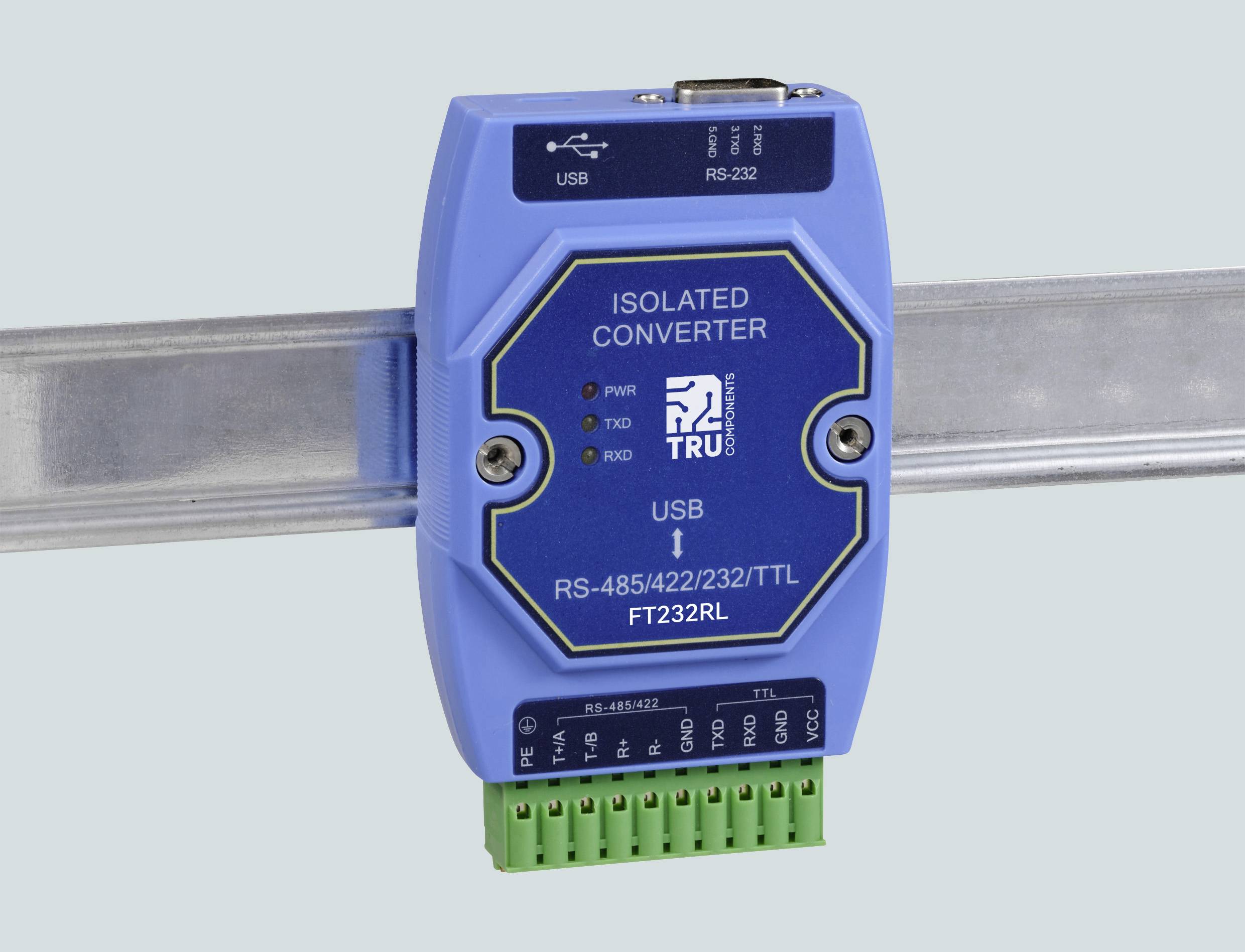 TRU COMPONENTS TC-12626056 TC-E810-U15 Seriell Umsetzer USB, RS-422, RS-485, Sub-D9 3.3 V, 5V 1St.