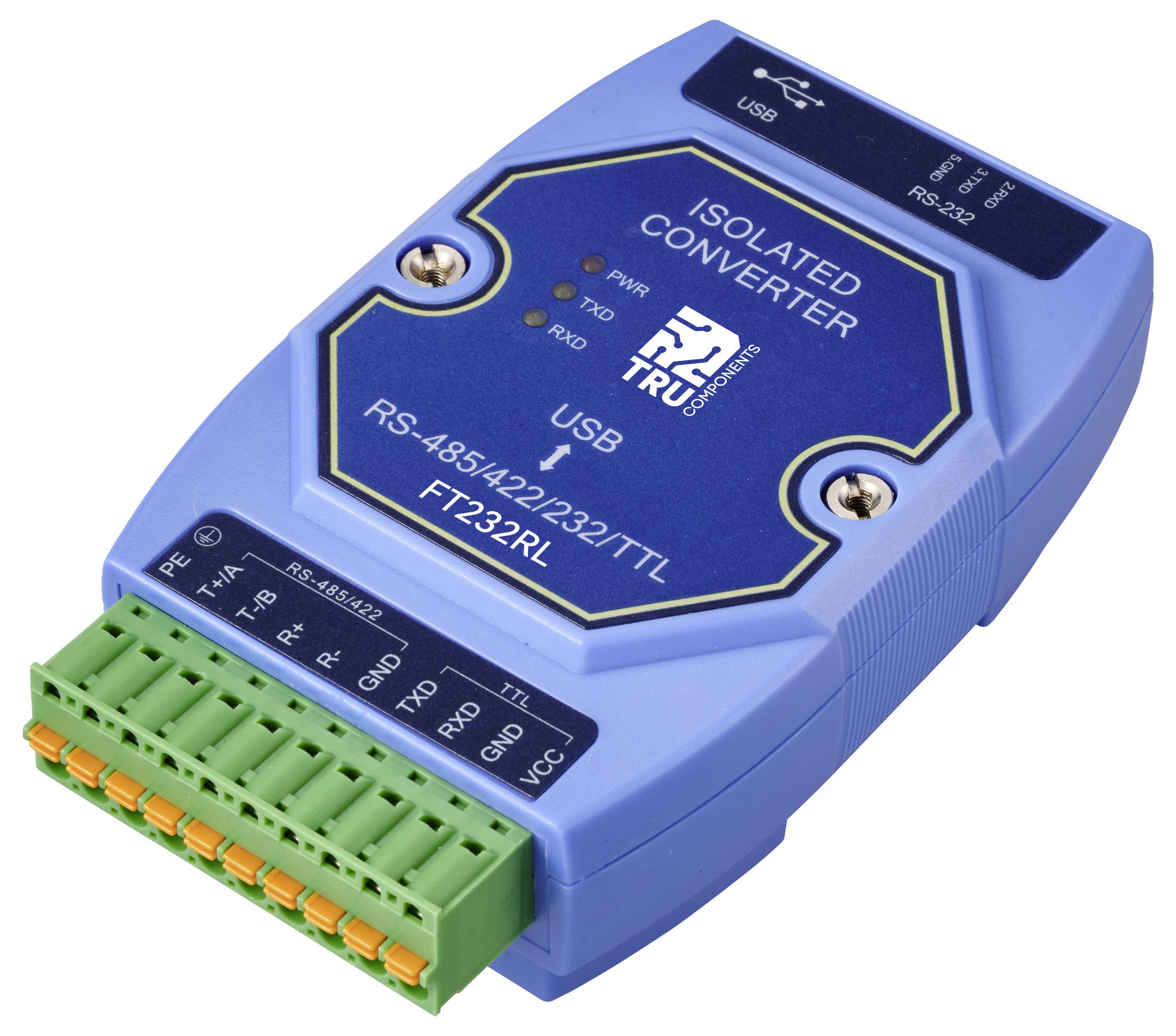 TRU COMPONENTS TC-12626056 TC-E810-U15 Seriell Umsetzer USB, RS-422, RS-485, Sub-D9 3.3 V, 5V 1St.
