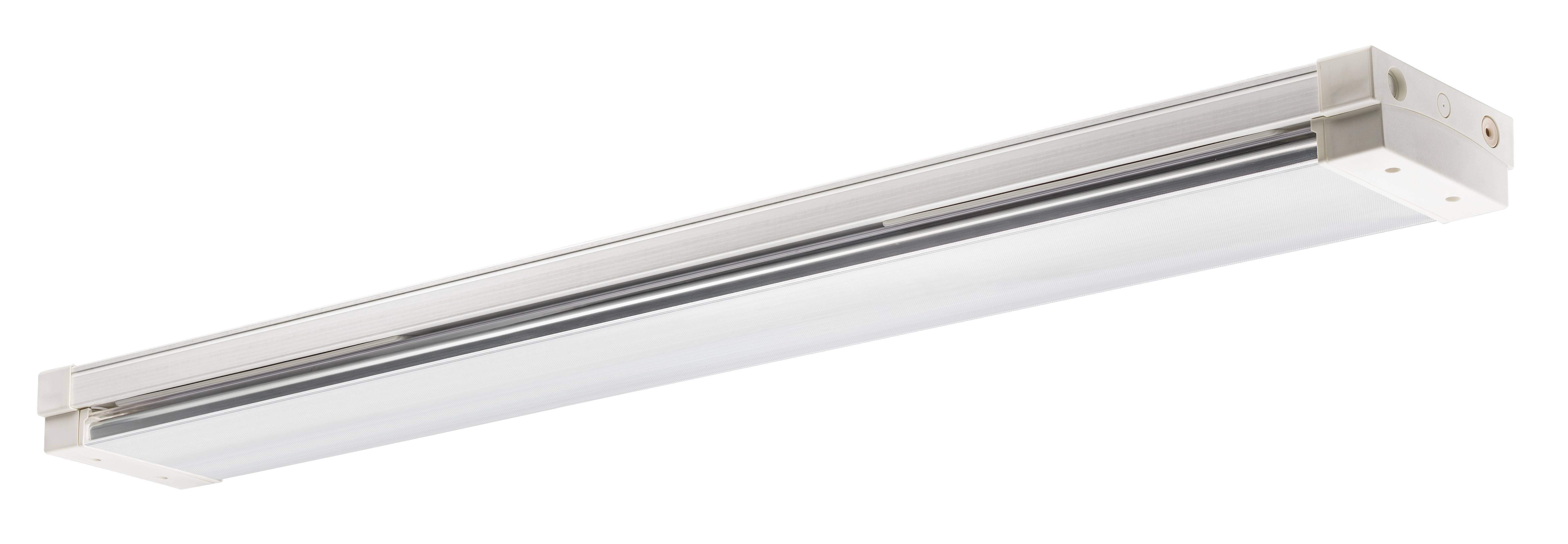 Lange, rechteckige LED-Leuchte in weißem Gehäuse, geeignet für Deckenmontage. Ideal zur Beleuchtung größerer Innenräume.