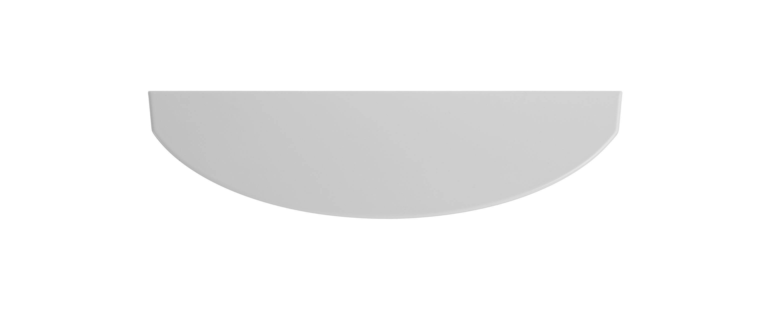 Grauer Halbkreis vor weißem Hintergrund, wirkt wie eine schlichte, minimalistische Form.