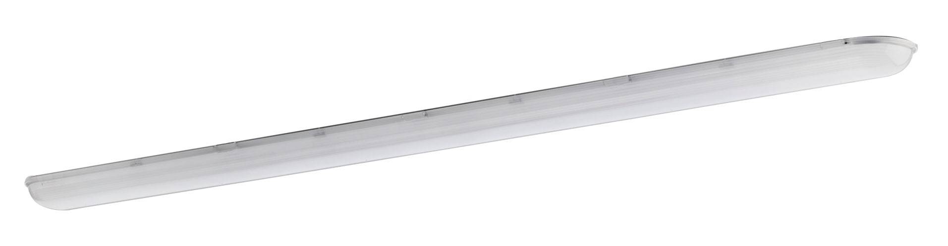 Eine lange, weiße LED-Deckenleuchte für Innenräume, ideal zur Ausleuchtung großer Bereiche wie Flure oder Büros.