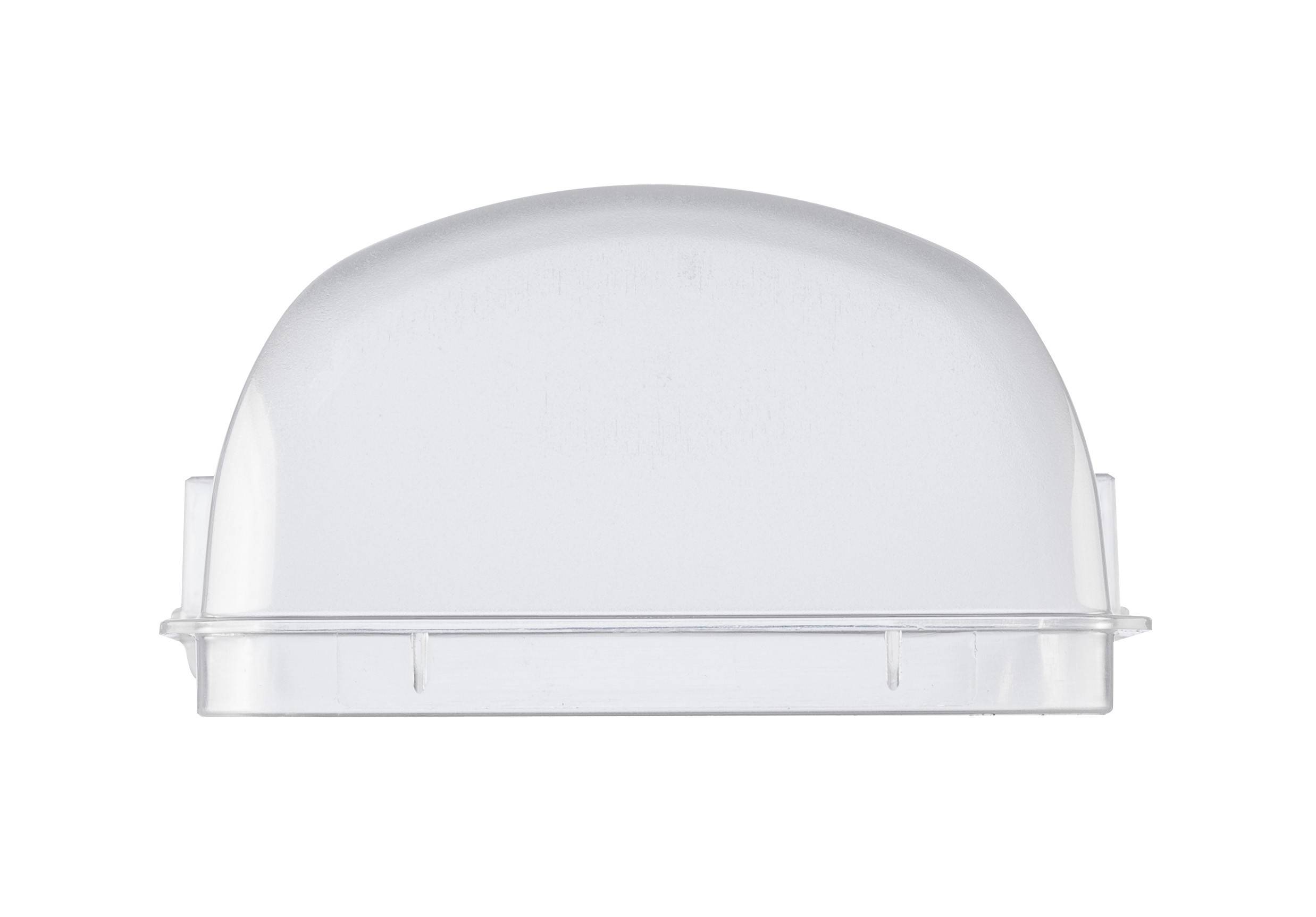 Ein transparenter Kunststoffdeckel in halbkreisförmigem Design.