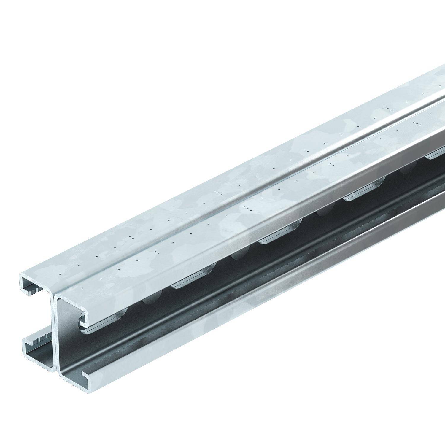 Metallschiene in U-Form, silbern und für Konstruktionen oder Befestigungen geeignet.