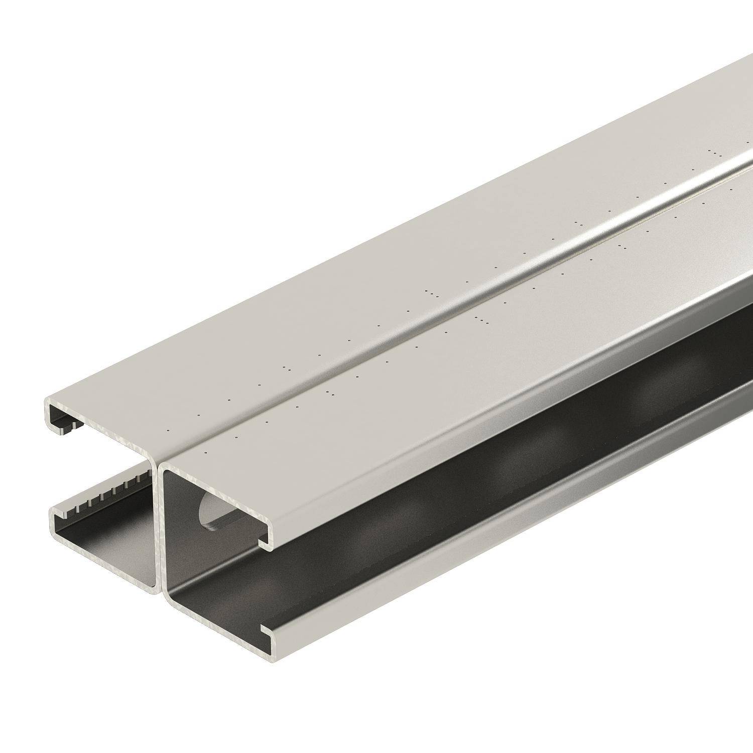 Metallischer Kabelkanal in rechteckiger Form, offen an einer Seite, verwendet zur ordentlichen Führung und Schutz von Kabeln.