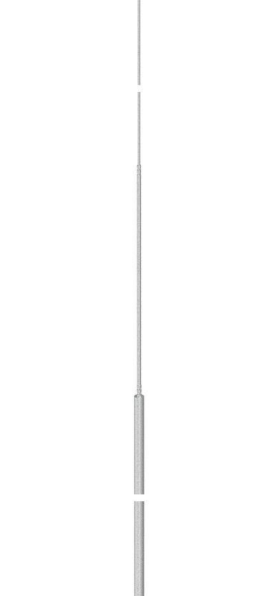 Langer, dünner vertikaler Stab, könnte eine Antenne sein, vor weißem Hintergrund.