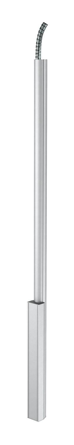 Eine silberne, längliche, metallische Antenne mit einer flexiblen Spitze.