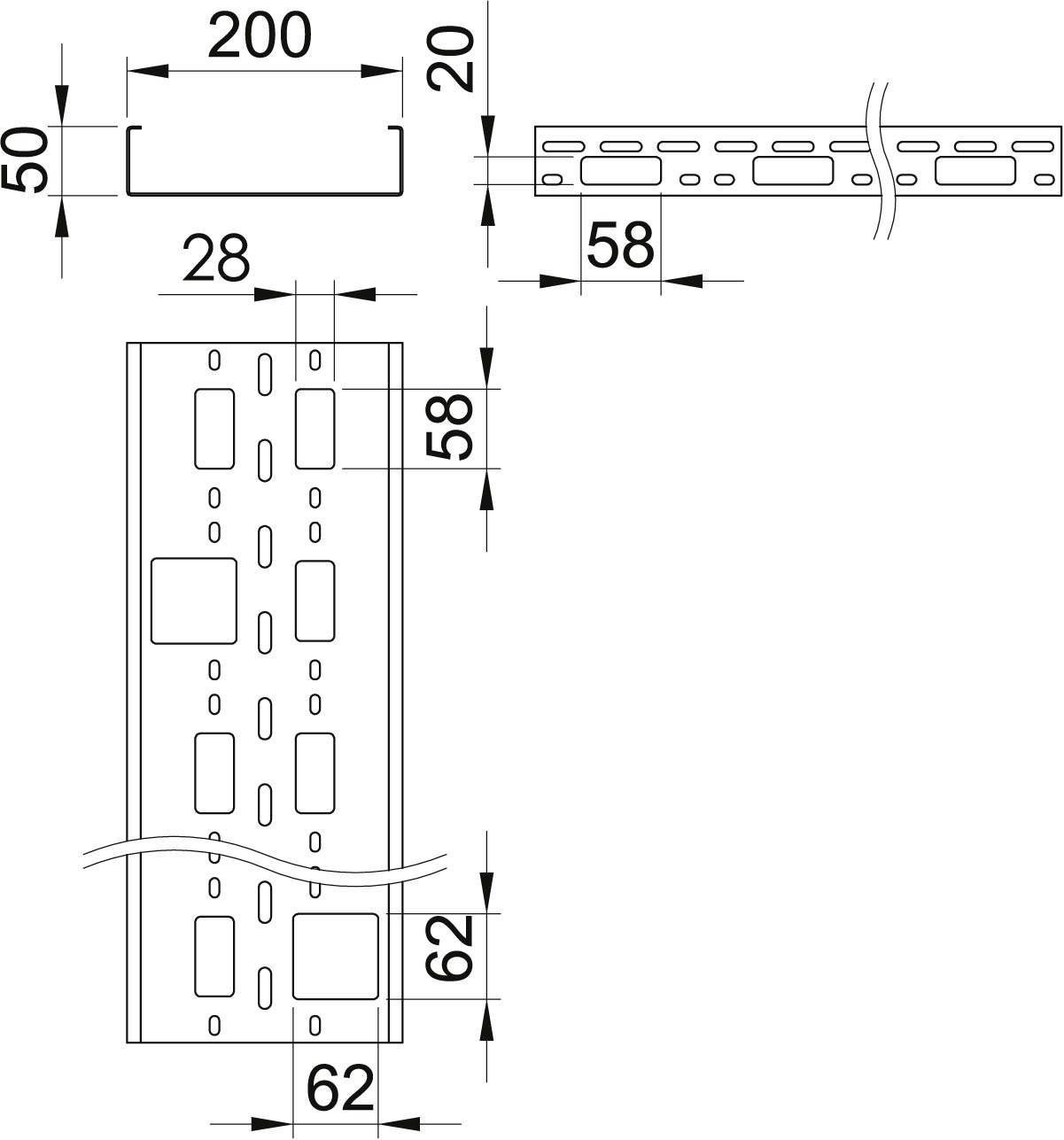 OBO Bettermann 6075345 Kabelrinne (L x B x H) 3m x 200.00mm x 50.00mm 3m